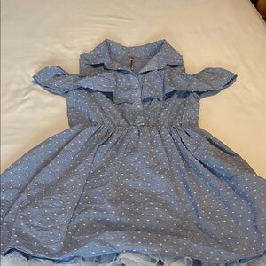 Knitworks Light Blue Kids Dress with White Dots